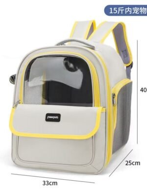 Cat Bag Outdoor Portable Pet Bag Large Capacity Pet Capsule Carry Cat & Dog Box Backpack Cat Backpack（Yellow）