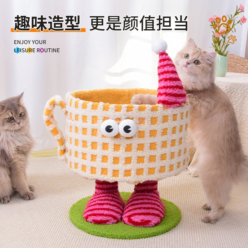 Little Monster cat bed, cat climbing frame, cat scratching board is wear-resistant and scratch-resistant（yellow）