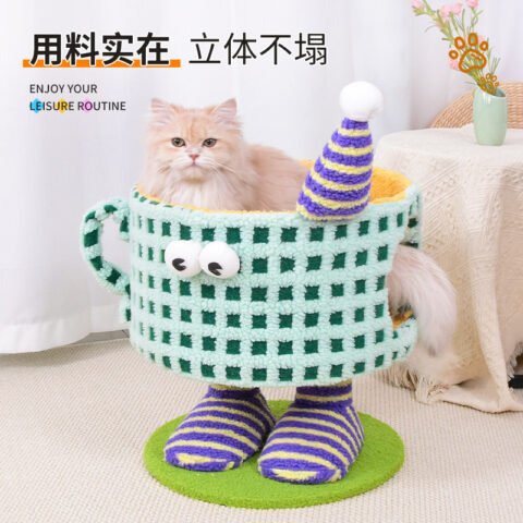 Little Monster cat bed, cat climbing frame, cat scratching board is wear-resistant and scratch-resistant（green）