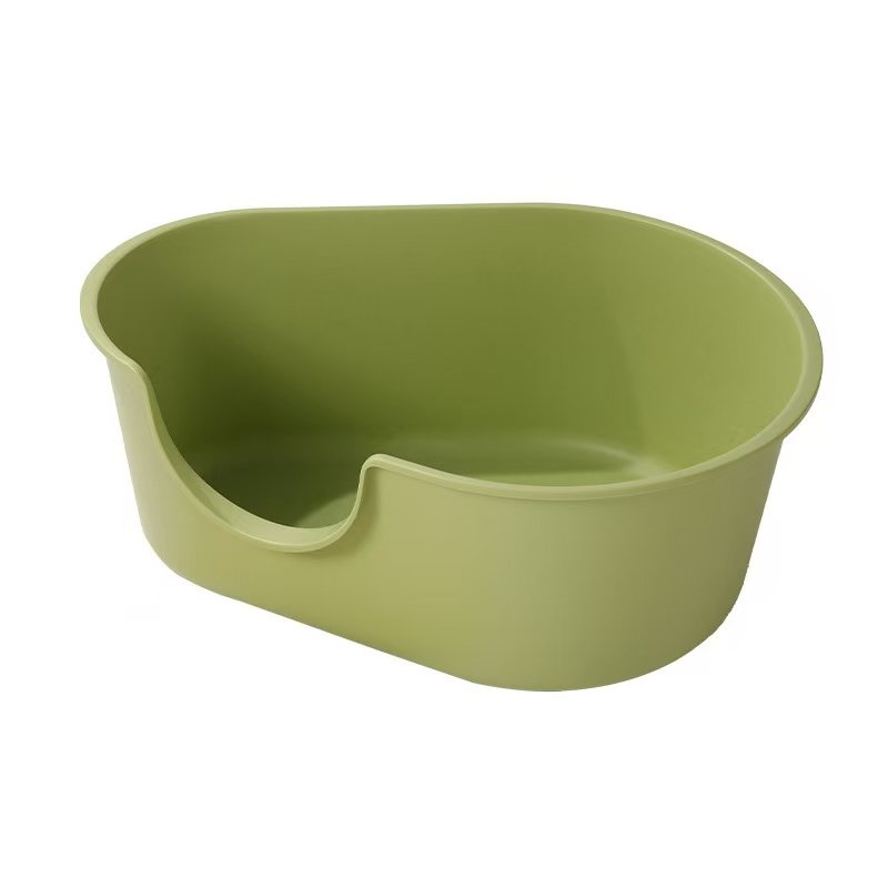 Extra large cat litter box with splash-proof integrated open cat litter box（Dark Green）