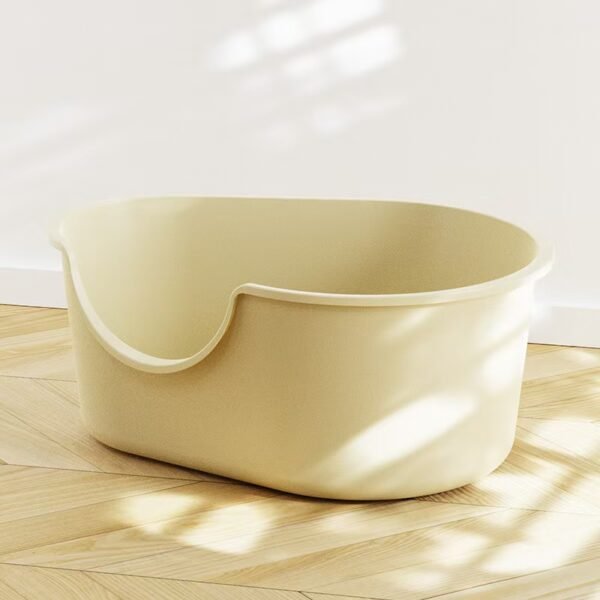 Extra large cat litter box with splash-proof integrated open cat litter box(white yellow)